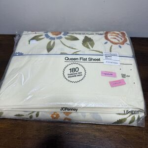 Vintage JC Penney Somerset Queen Floral Flat Sheet NOS Granny 90s Cotttagecore